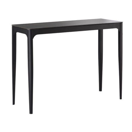 Console MDF placage céramique noir marbré et acier anthracite - SLEEKOR
