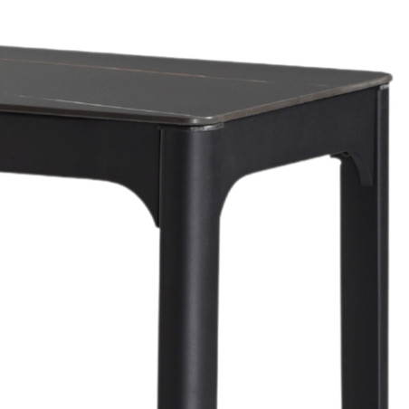 Console MDF placage céramique noir marbré et acier anthracite - SLEEKOR