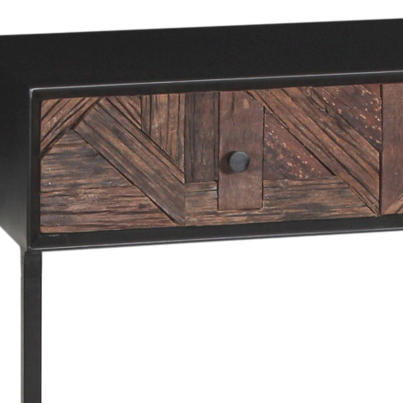 Console 2 tiroirs en métal noir et bois recyclé - JORDIA