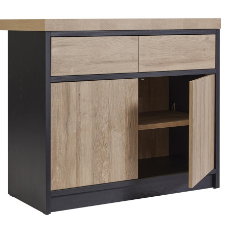 Ilôt de cuisine 170 cm avec rangement aspect bois - KALIMUENDO