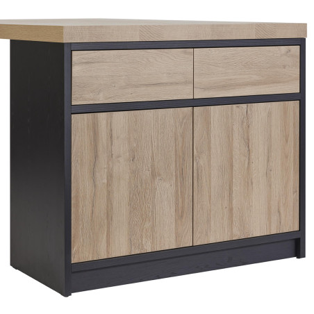 Ilôt de cuisine 200 cm avec rangement aspect bois - KALIMUENDO