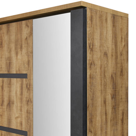 Armoire portes coulissantes 245 cm chêne artisan et graphite - DELAES