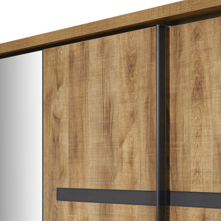 Armoire portes coulissantes 245 cm chêne artisan et graphite - DELAES