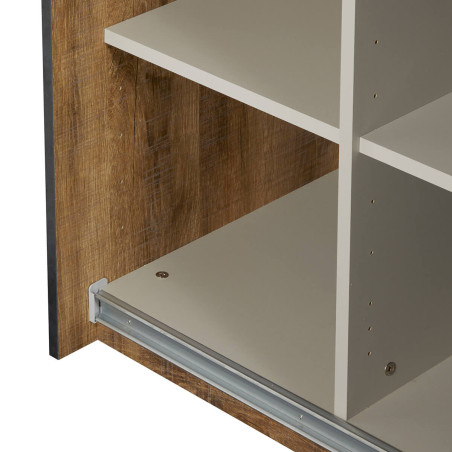 Armoire portes coulissantes 245 cm chêne artisan et graphite - DELAES