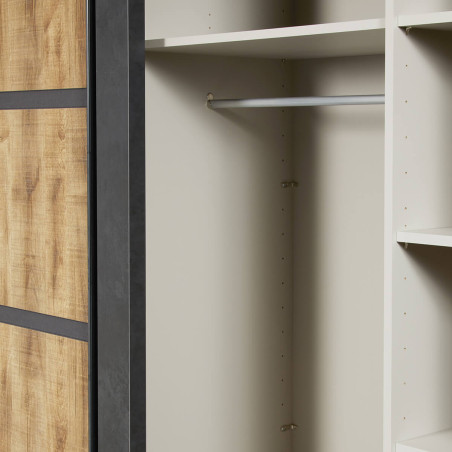 Armoire portes coulissantes 245 cm chêne artisan et graphite - DELAES