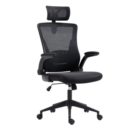 Fauteuil de bureau en maille noir avec appui-tête réglable - AXIUMOR