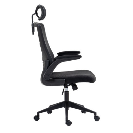 Fauteuil de bureau en maille noir avec appui-tête réglable - AXIUMOR