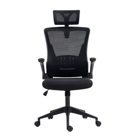 Fauteuil de bureau en maille noir avec appui-tête réglable - AXIUMOR