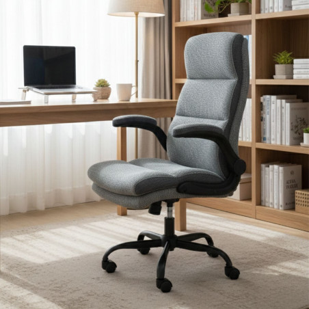 Fauteuil de bureau réglable et inclinable en tissu gris - SUMMITOR