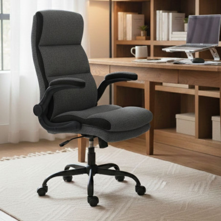 Fauteuil de bureau réglable et inclinable en tissu noir - SUMMITOR