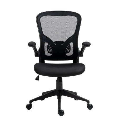 Fauteuil de bureau en maille noir avec accoudoirs réglables - HELIXOR