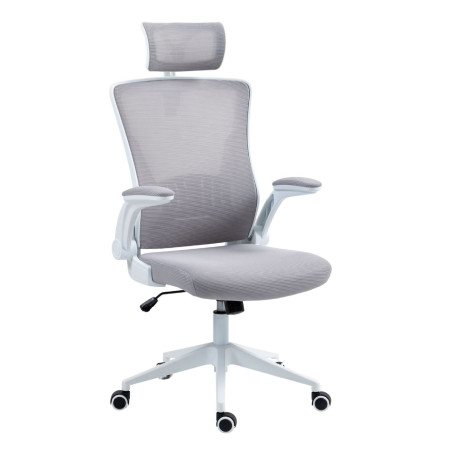 Fauteuil de bureau en maille gris avec appui-tête réglable - AXIUMOR