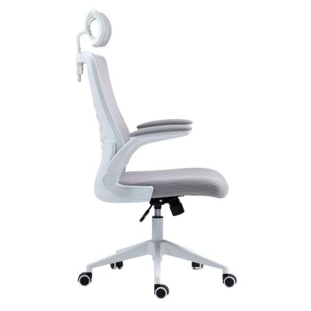 Fauteuil de bureau en maille gris avec appui-tête réglable - AXIUMOR