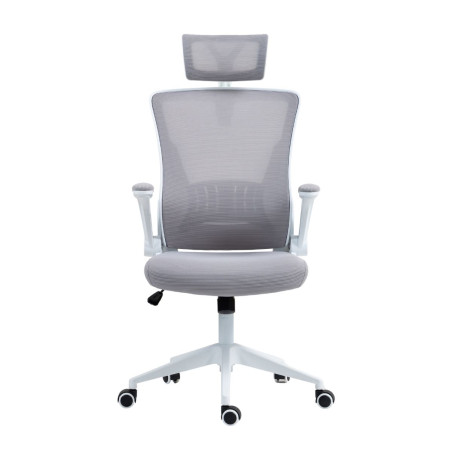 Fauteuil de bureau en maille gris avec appui-tête réglable - AXIUMOR