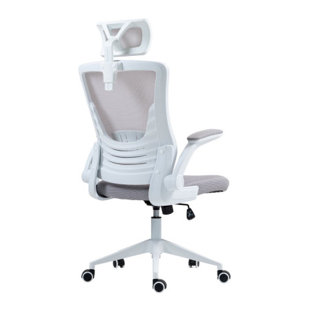 Fauteuil de bureau en maille gris avec appui-tête réglable - AXIUMOR