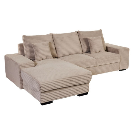 Canapé d'angle gauche convertible taupe tissu velours côtelé - ELKOR