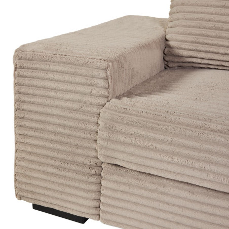 Canapé d'angle gauche convertible taupe tissu velours côtelé - ELKOR