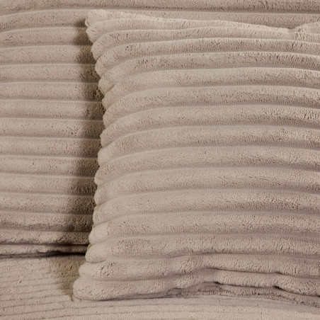 Canapé d'angle droit convertible taupe tissu velours côtelé - ELKOR