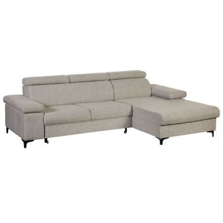 Canapé Méridienne Droite 3 Places Convertible Tissu Gris chiné - MARCA