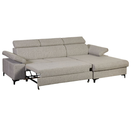 Canapé Méridienne Droite 3 Places Convertible Tissu Gris chiné - MARCA