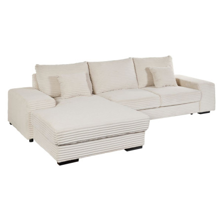 Canapé d'angle gauche convertible crème tissu velours côtelé - ELKOR