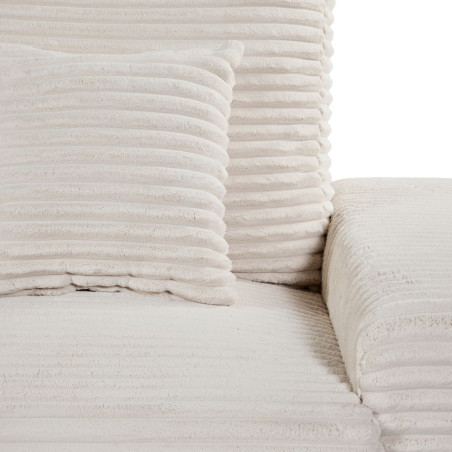 Canapé d'angle gauche convertible crème tissu velours côtelé - ELKOR