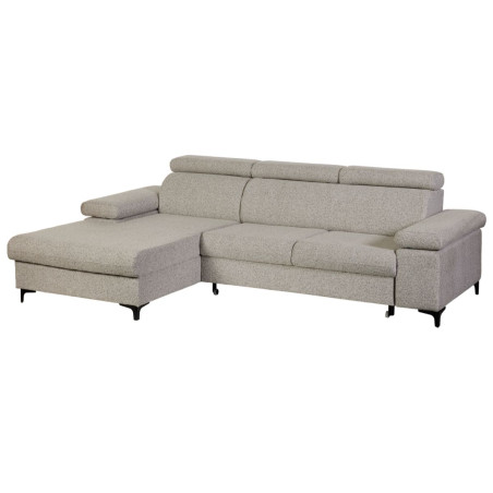 Canapé méridienne gauche 3 places convertible tissu gris chiné - MARCA