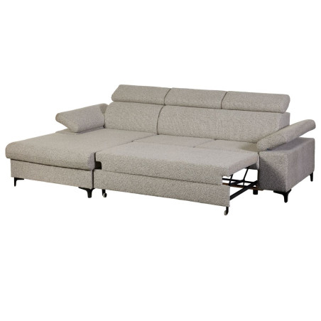 Canapé méridienne gauche 3 places convertible tissu gris chiné - MARCA