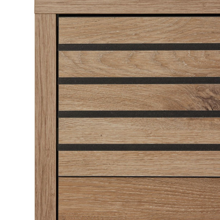 Lit 180x200cm avec tête de lit, chevets suspendus et LED - NIKITOR