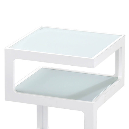 Bout de canapé design cubique en verre blanc - SQUAREOR
