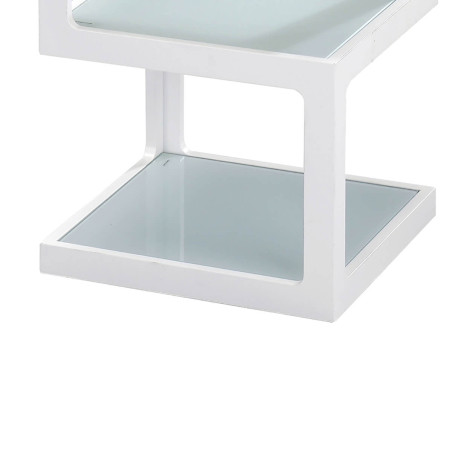 Bout de canapé design cubique en verre blanc - SQUAREOR