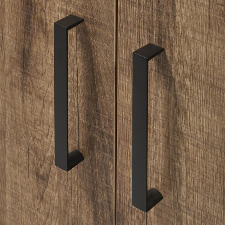 Vitrine 4 portes chêne artisan et noir graphite avec éclairage - BALTY