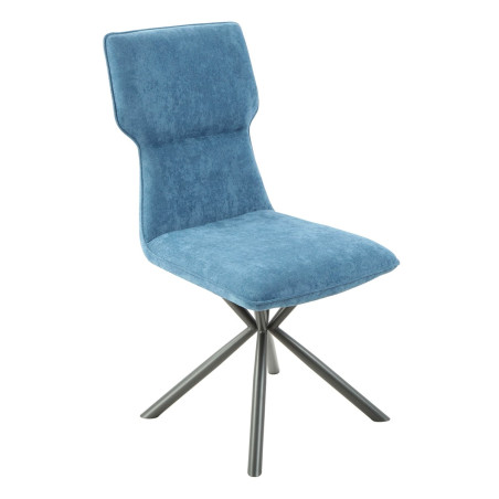 Lot de 4 chaises tissu chiné bleu pieds étoile métal noir - ASTEROR