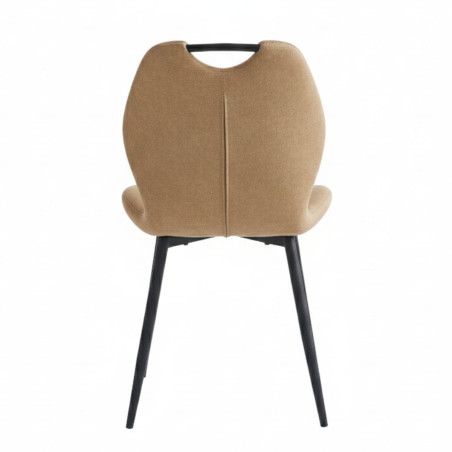 Lot de 4 chaises tissu beige poignée et pieds métal gris - ALDIMOR