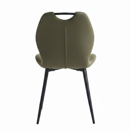 Lot de 4 chaises tissu vert poignée et pieds métal gris - ALDIMOR