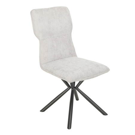 Lot de 4 chaises tissu chiné blanc pieds étoile métal noir - ASTEROR
