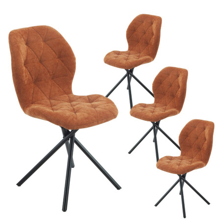 Lot de 4 chaises pivotantes en tissu déperlant terracotta - NOLYOR