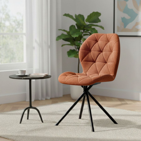 Lot de 4 chaises pivotantes en tissu déperlant terracotta - NOLYOR