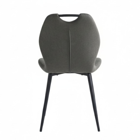 Lot de 4 chaises tissu gris poignée et pieds métal gris - ALDIMOR