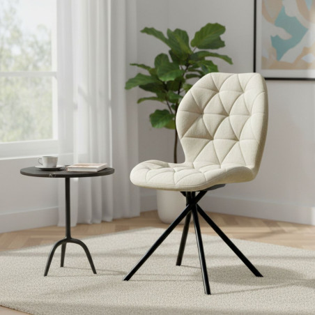 Lot de 4 chaises pivotantes beige à piqûres losanges - NOLYOR