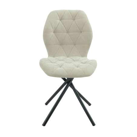 Lot de 4 chaises pivotantes beige à piqûres losanges - NOLYOR