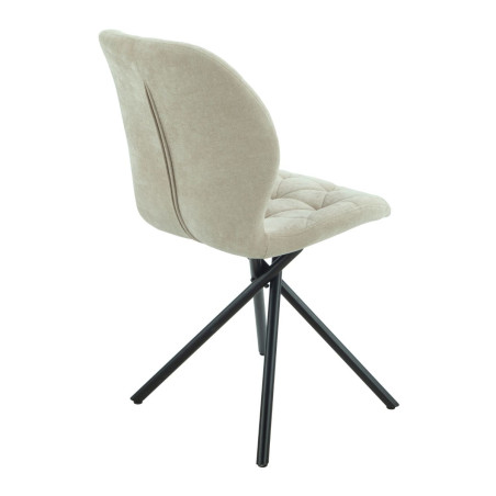 Lot de 4 chaises pivotantes beige à piqûres losanges - NOLYOR