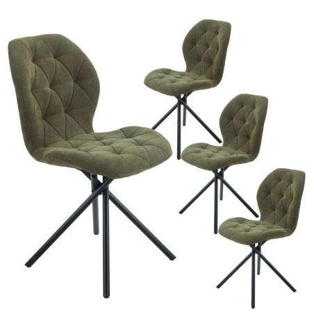 Lot de 4 chaises pivotantes en tissu déperlant vert- NOLYOR