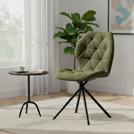Lot de 4 chaises pivotantes en tissu déperlant vert- NOLYOR