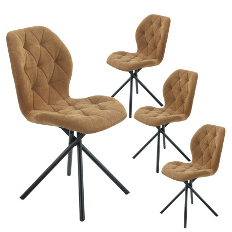 Lot de 4 chaises pivotantes camel en tissu déperlant - NOLYOR