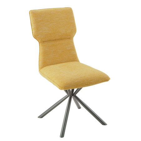 Lot de 4 chaises tissu chiné jaune et pieds étoile métal noir - ASTEROR