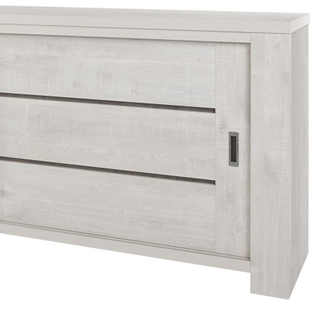 Buffet 2 portes coulissantes bois cérusé blanchi - TITAN