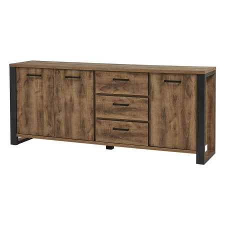 Buffet 3 portes chêne artisan et noir graphite - SAMILY