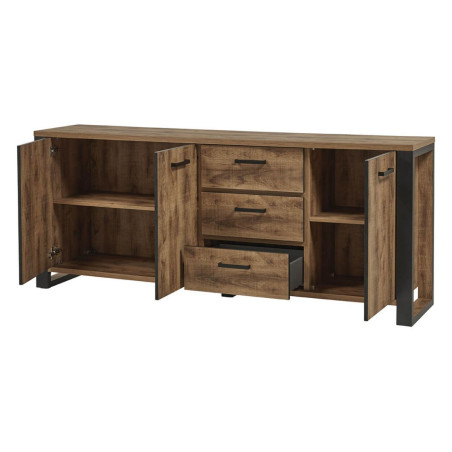 Buffet 3 portes chêne artisan et noir graphite - SAMILY