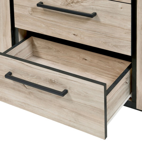 Buffet 2 portes 3 tiroirs chêne clair et gris ardoise - GALYX